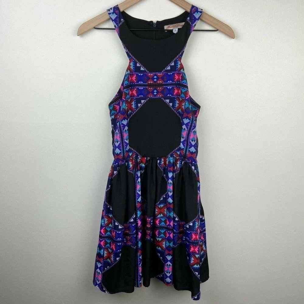 Mara Hoffman Dress Womens Size 0 Multicolor Geometric Racer Back Pockets Ladies
